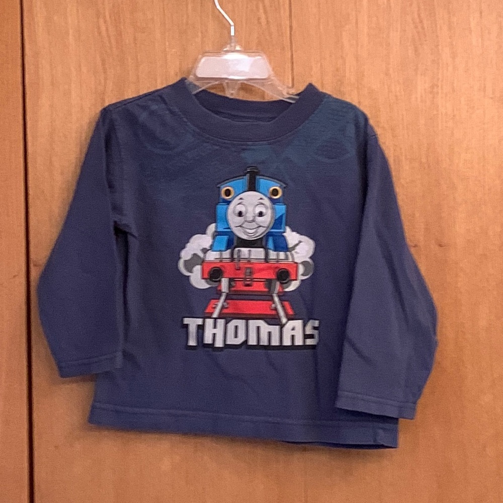 Thomas the Tank Engine 3T toddler blue cotton long sleeve t shirt trains tee EUC